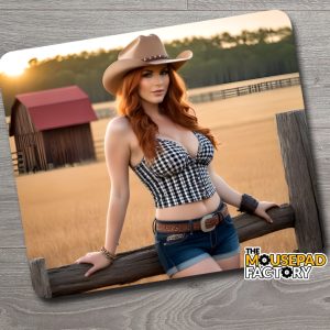 Sexy Red-head Country Girl Cowgirl Mouse Pad