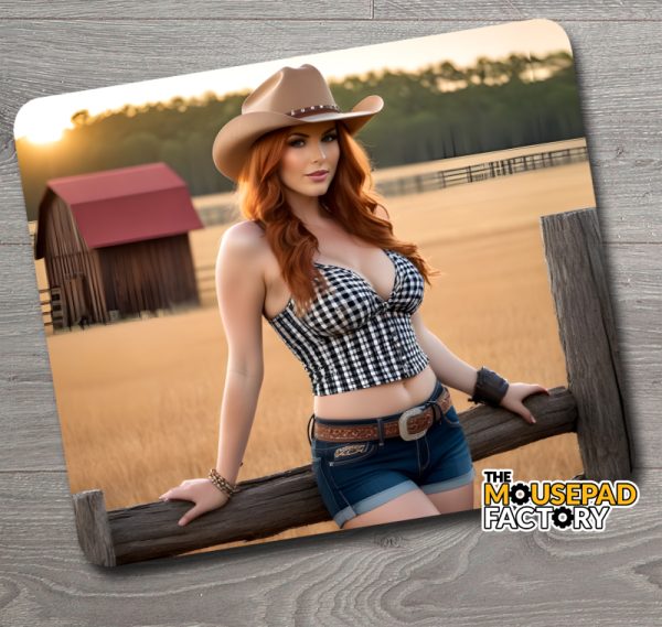 Sexy Red-head Country Girl Cowgirl Mouse Pad