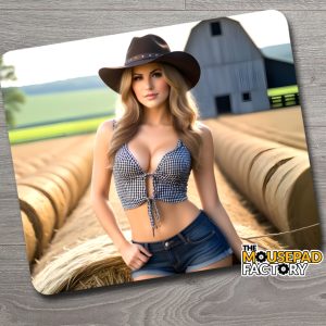 Sexy Blonde Country Girl Cowgirl Mouse Pad