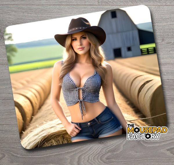 Sexy Blonde Country Girl Cowgirl Mouse Pad