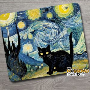 Starry Night with Black Cat