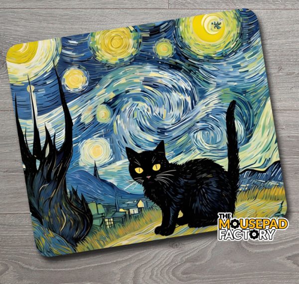 Starry Night with Black Cat