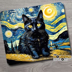 Fun Meme Art Starry Night Black Cat