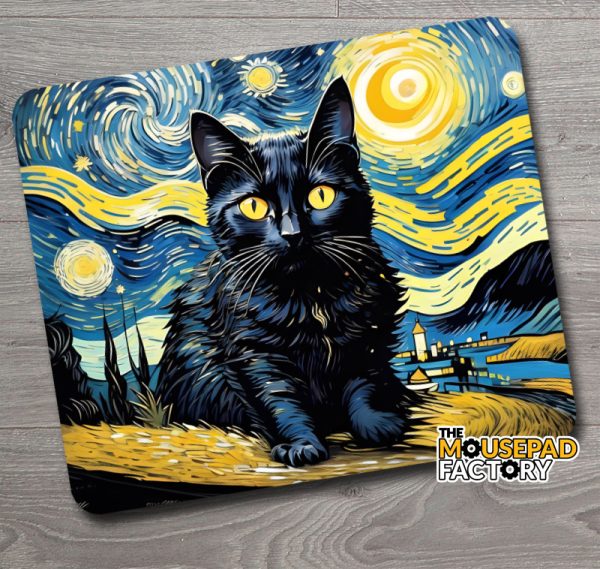 Fun Meme Art Starry Night Black Cat