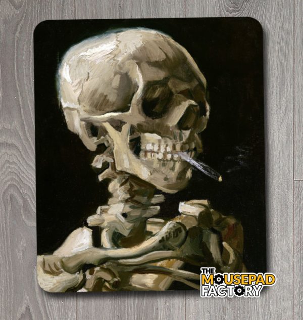 Vincent van Gogh's Head of a skeleton with a burning cigarette (1886) aesthetic painting