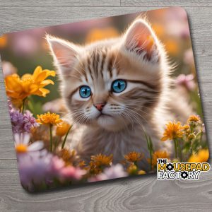 Adorable Tabby Kitten & Wild Flowers