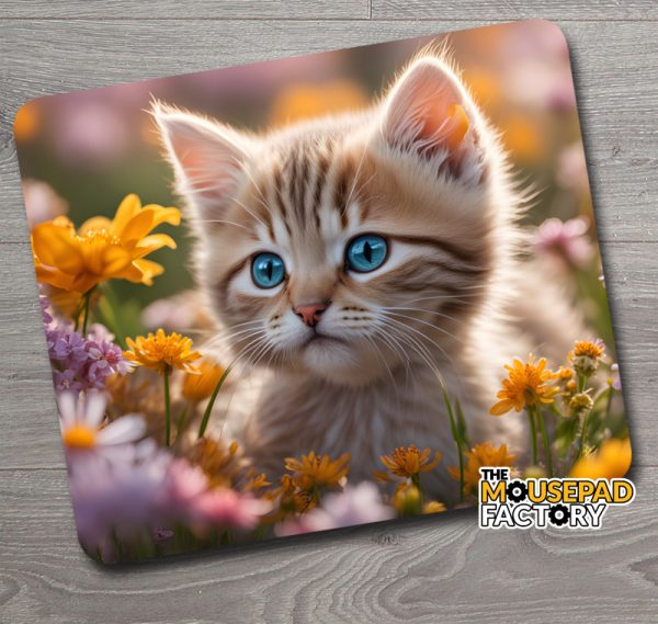 Adorable Tabby Kitten & Wild Flowers